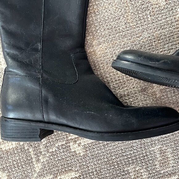 ECCO tall leather boots black 38 women buckle - Picture 3 of 11